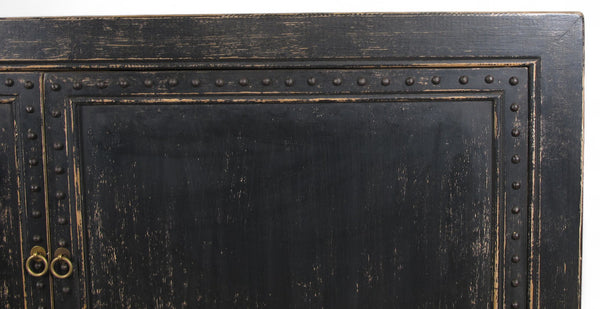 Distressed 2 Panels Door Black Sideboard