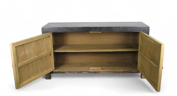 Distressed 2 Panels Door Black Sideboard