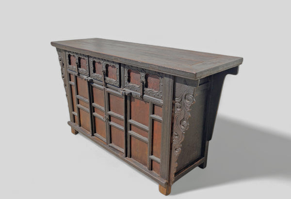 Late 18th Century Antique Red Asian Sideboard