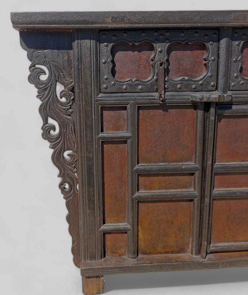 Late 18th Century Antique Red Asian Sideboard