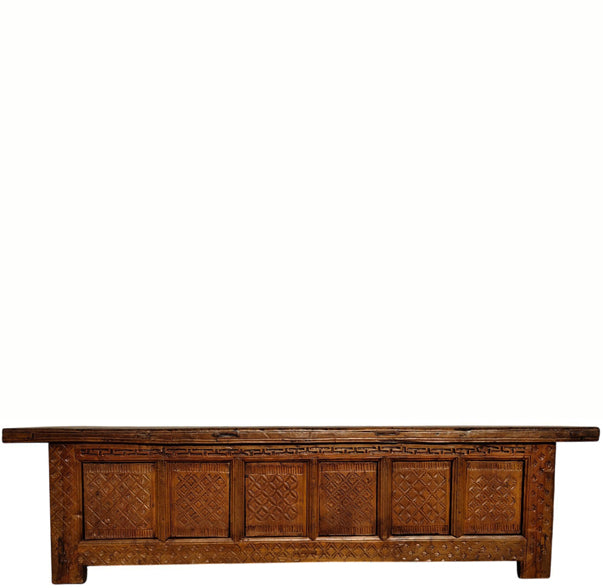 19th Century Chinese Carved Poplar 6 Door Sideboard