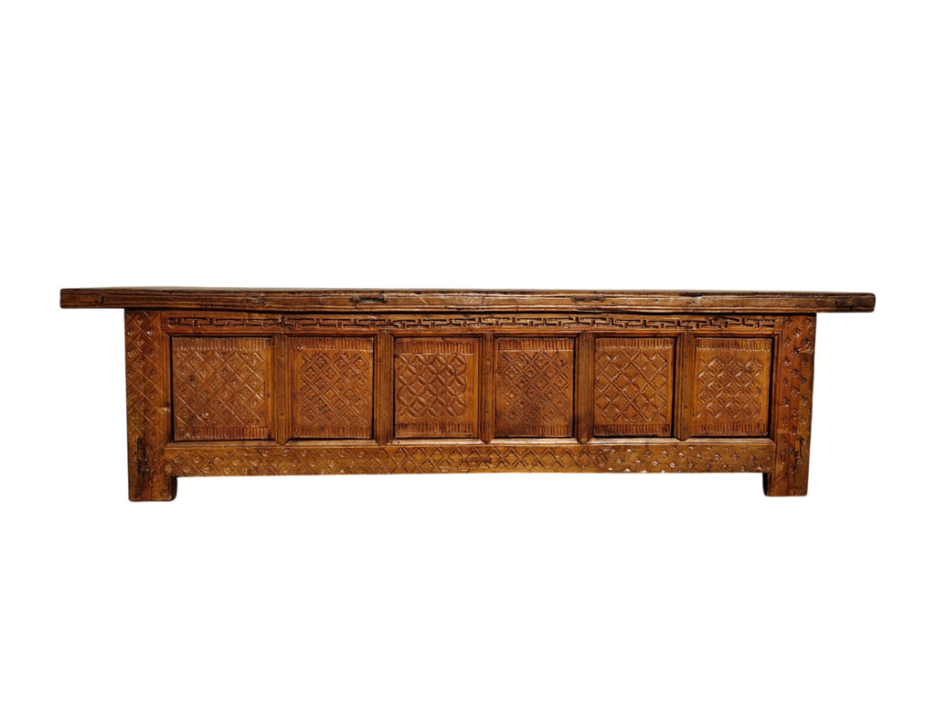 19th Century Chinese Carved Poplar 6 Door Sideboard