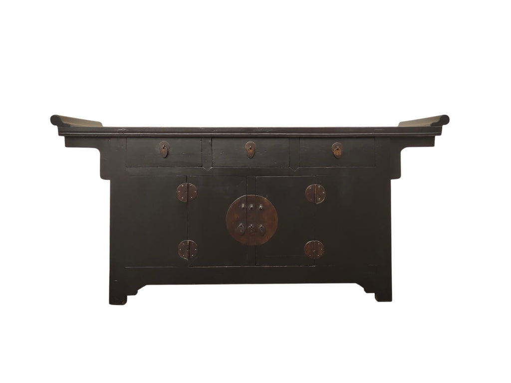 19th Century Antique Chinese Elm Everted Flange Sideboard