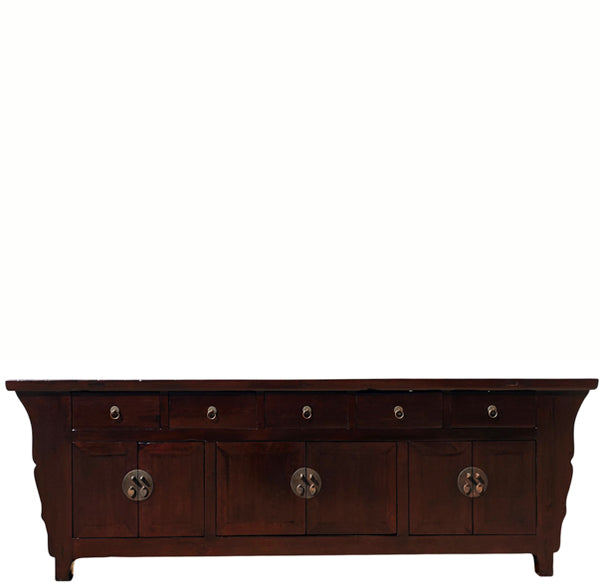 93" Long Antique Chinese 5 Drawer Buffet Sideboard Cabinet