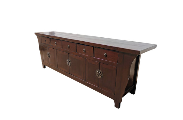 93" Long Antique Chinese 5 Drawer Buffet Sideboard Cabinet