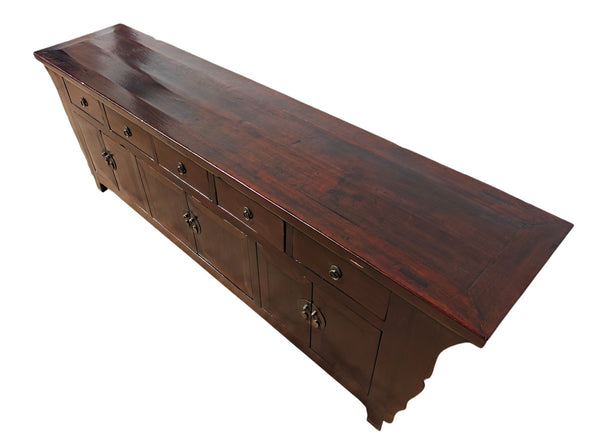 93" Long Antique Chinese 5 Drawer Buffet Sideboard Cabinet