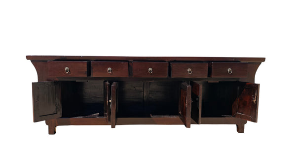 93" Long Antique Chinese 5 Drawer Buffet Sideboard Cabinet