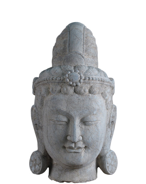 A Stone Statue of Guanyin Head
