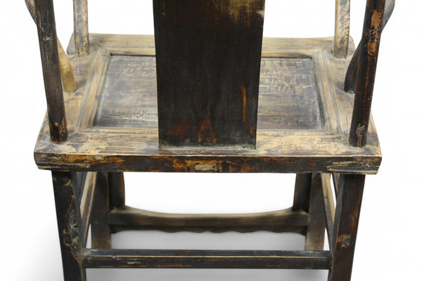 Antique High Yoke Back Armchair with Double Happiness