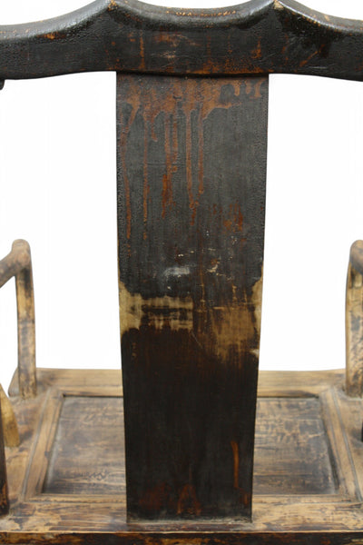 Antique High Yoke Back Armchair with Double Happiness