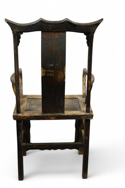 Antique High Yoke Back Armchair with Double Happiness