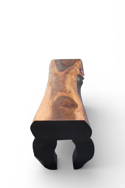 71" Inchs Long Two-Tone Hand Carved Modern Sculptural Bench in Ebony & Brown