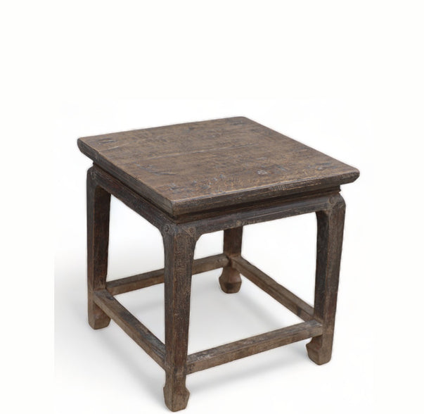 Square Elm Wood Stool or Accent Table 8