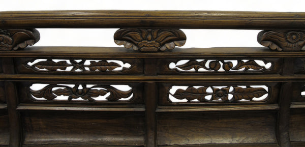 Antique Chinese Loveseat w Hand Carved Back and Legs