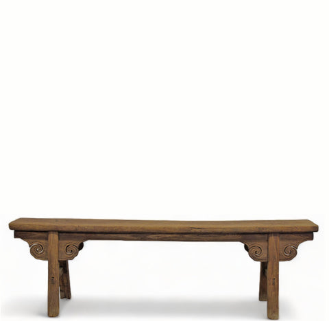 71" Inch Long Antique Chinese Countryside Bench