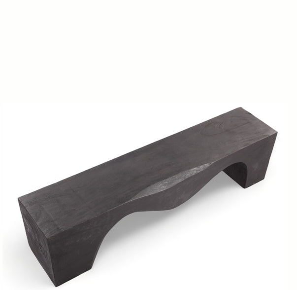 71" Inch Long Modern Black Sculpture Bench - 2
