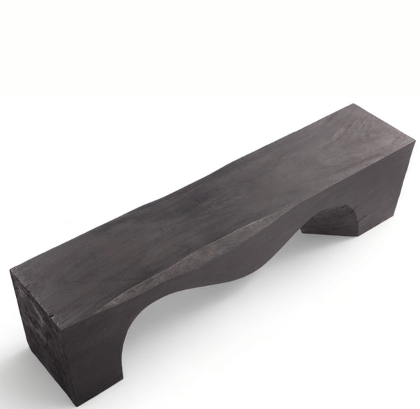 71" Inch Long Modern Black Sculpture Bench - 3