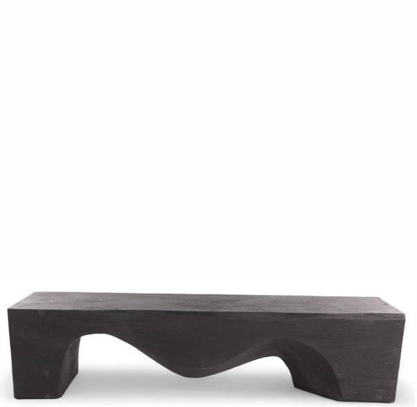 71" Inch Long Modern Black Sculpture Bench - 4