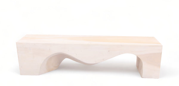 71" Inch Long Modern White Sculpture Bench - 5
