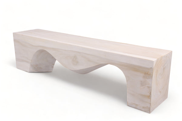 71" Inch Long Modern White Sculpture Bench - 8