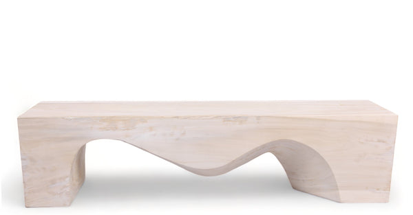 71" Inch Long Modern White Sculpture Bench - 8