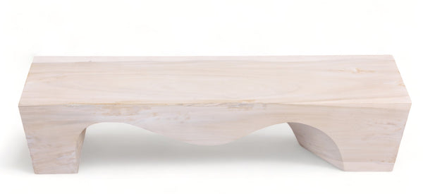 71" Inch Long Modern White Sculpture Bench - 8