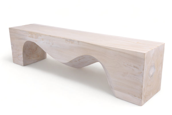 71" Inch Long Modern White Sculpture Bench - 8