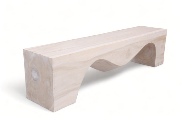 71" Inch Long Modern White Sculpture Bench - 8