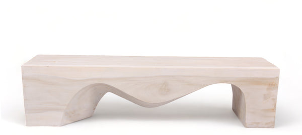 71" Inch Long Modern White Sculpture Bench - 8