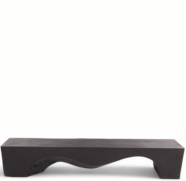 94.5" Inch Long Modern Black Sculpture Bench - 1