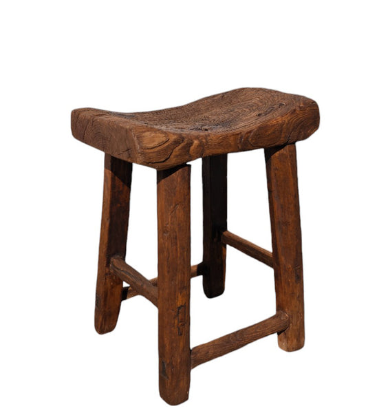Curved Top Elm Stool