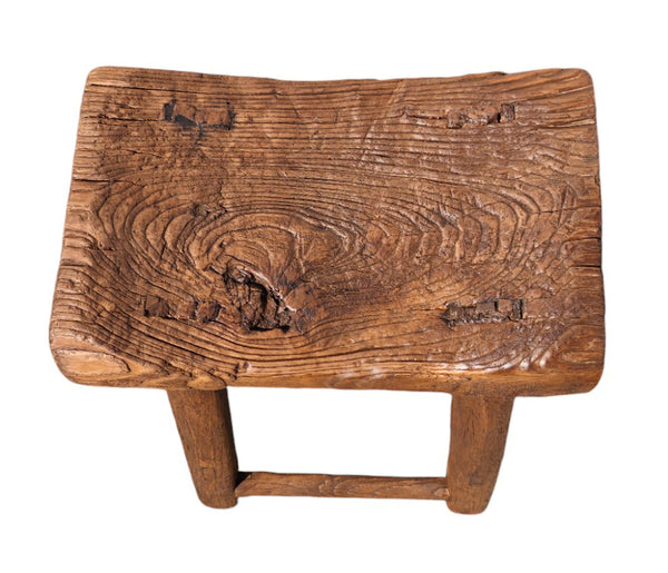 Curved Top Elm Stool