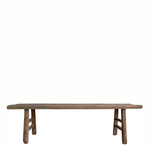 Vintage 72" Long Elm Wood Bench