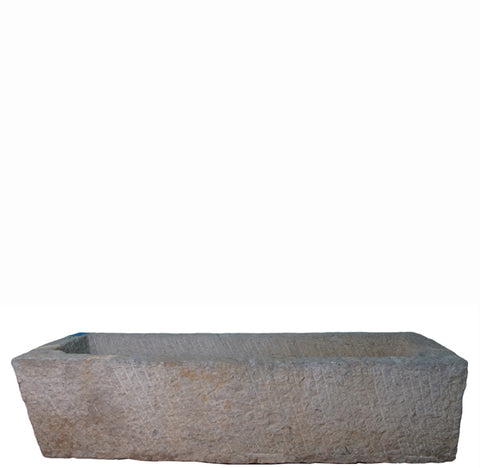 56" Inch Long Hand Chiseled Stone Trough 1