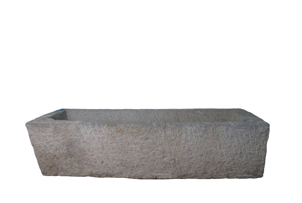 56" Inch Long Hand Chiseled Stone Trough 1