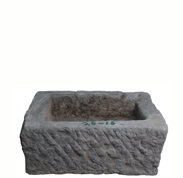 21" Inch Long Hand Chiseled Stone Trough 24-15
