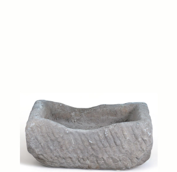 26" Inch Long Hand Chiseled Stone Trough 26