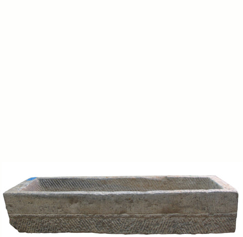 60" Inch Long Hand Chiseled Stone Trough 8