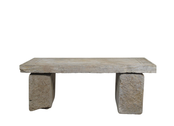 Antique Hand Carved Top Garden Stone Table or Bench