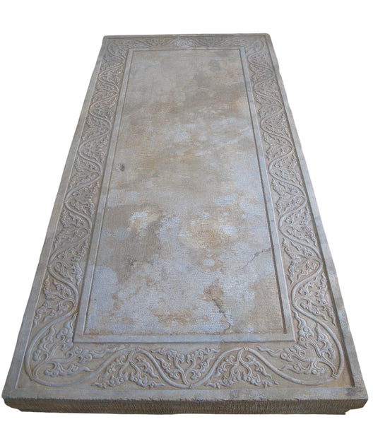 Antique Hand Carved Top Garden Stone Table or Bench