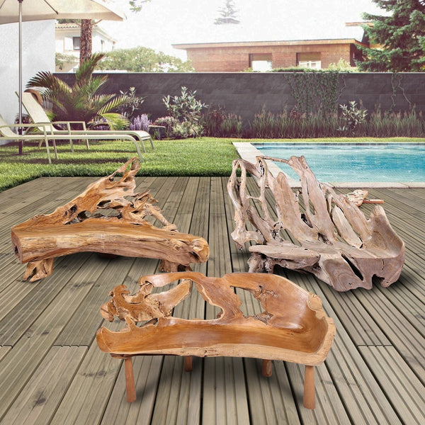 Modern Free Form Teak Root Chair/Bench 29