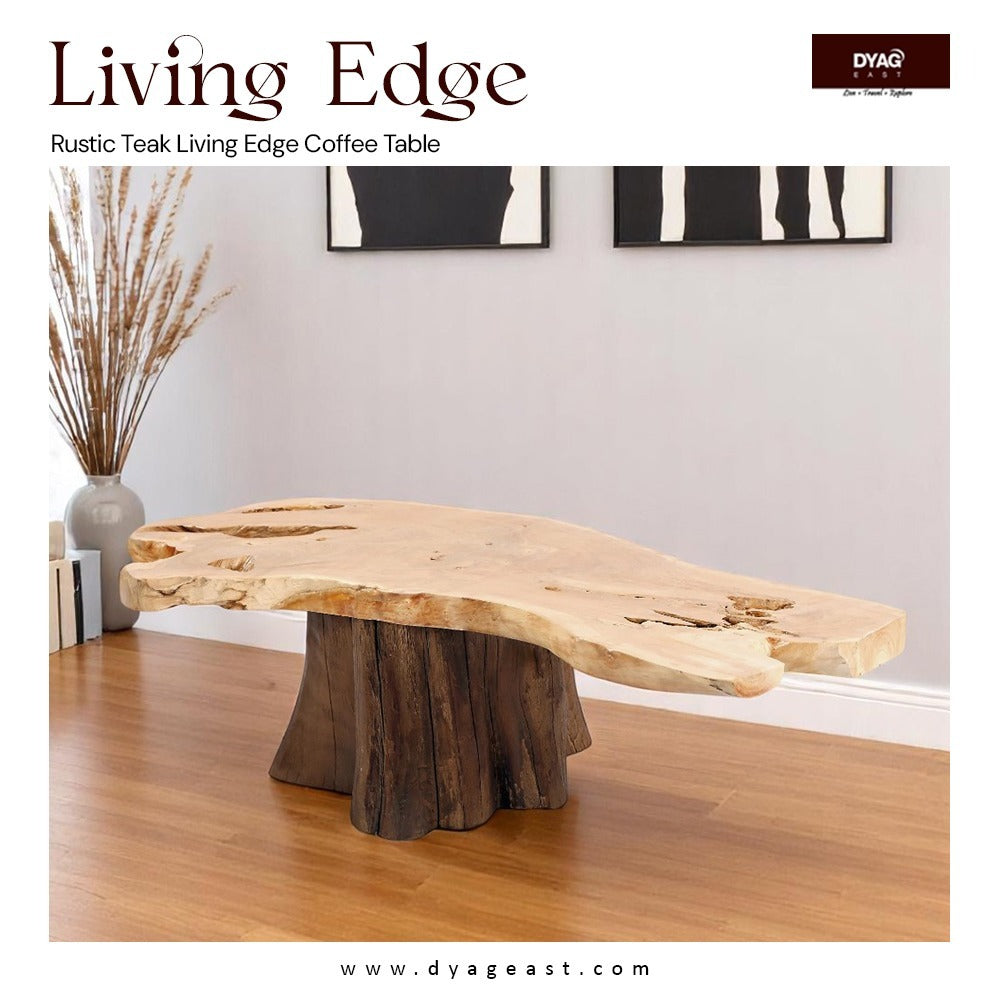 Rustic Teak Living Edge Coffee Table