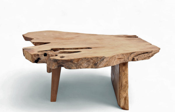 One Slab Free Form Rustic Reclaimed Coffee Table