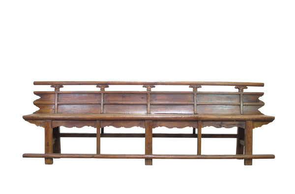 Antique 111" Inch Long Elm Wood Bench - Dyag East