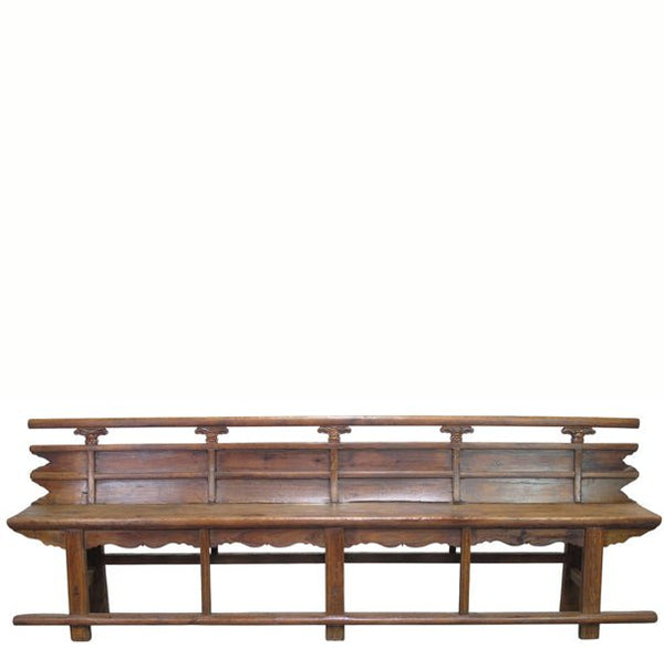 Antique 111" Inch Long Elm Wood Bench - Dyag East