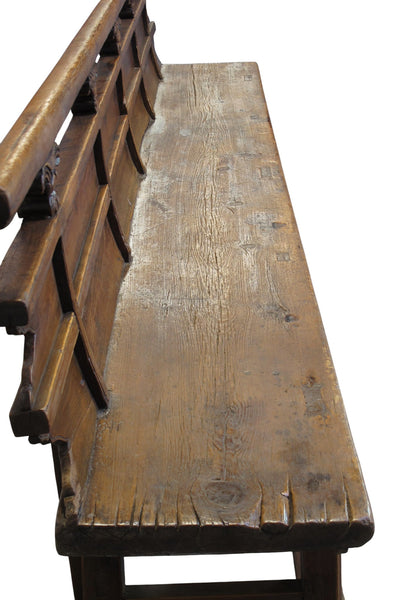 Antique 111" Inch Long Elm Wood Bench - Dyag East