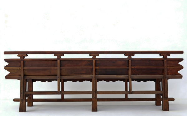 Antique 111" Inch Long Elm Wood Bench - Dyag East