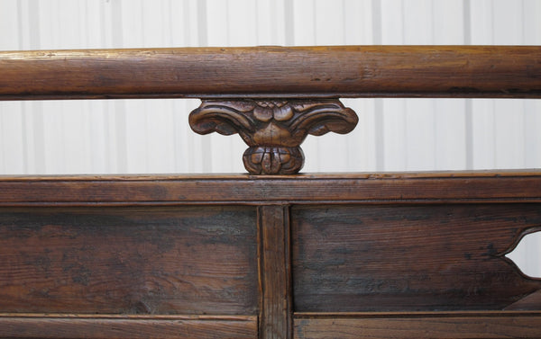Antique 111" Inch Long Elm Wood Bench - Dyag East