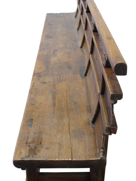 Antique 111" Inch Long Elm Wood Bench - Dyag East