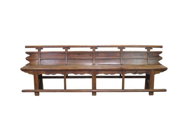 Antique 111" Inch Long Elm Wood Bench - Dyag East